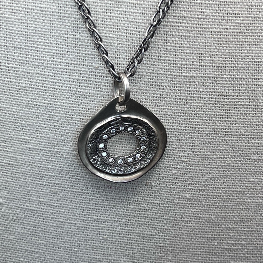 N2147 RETIRED Silpada Sterling Silver Cubic Zirconia Necklace 18” +2” Extender